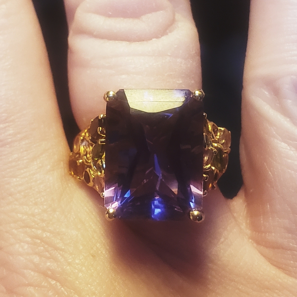NWT Genuine Radiant Cut African Amethyst and Multi-Tourmaline 12.15 ctw Size 9 - Picture 3 of 14